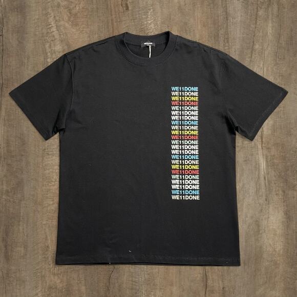 本日24時までセール‼️WE11DONE black full print tee We11done Black T-Shirt